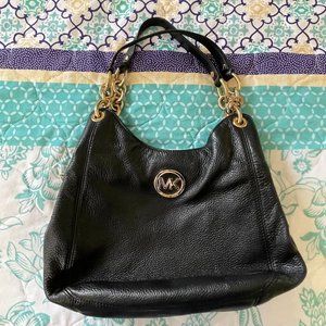 Michael Kors Black Soft Pebble Leather w/Gold Hardware Bag w/3 Compartments